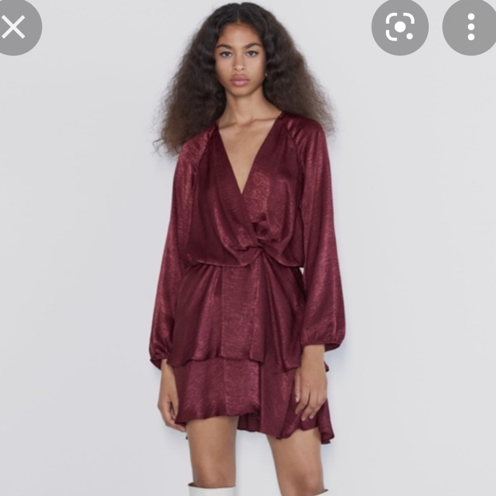 Ruffled Satin Effect Dress